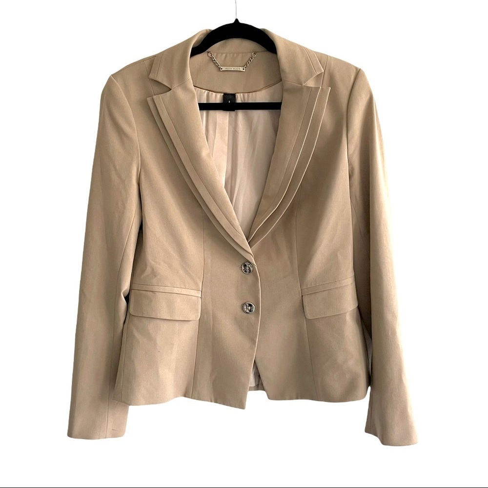 WHITE HOUSE BLACK MARKET Tan Double Button Front Blazer Jacket 8